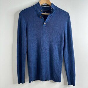 Mizzen Main Sweater‎ Mens Medium Quarter Button Ribbed Knit Pullover Preppy Lux